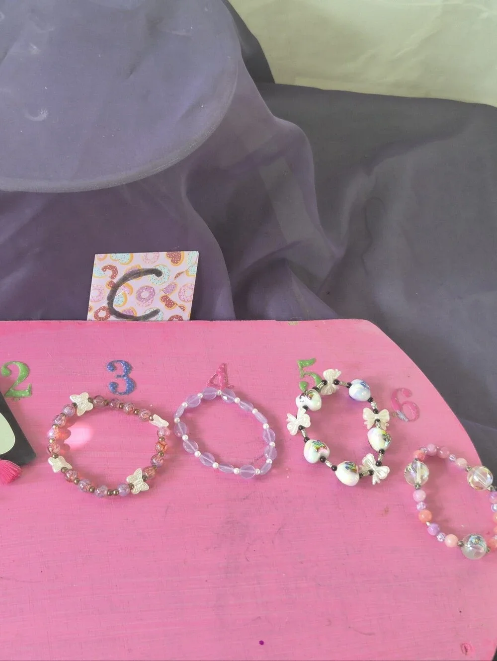 Kids Pink Beaded Butterfly Bracelet - Unbranded